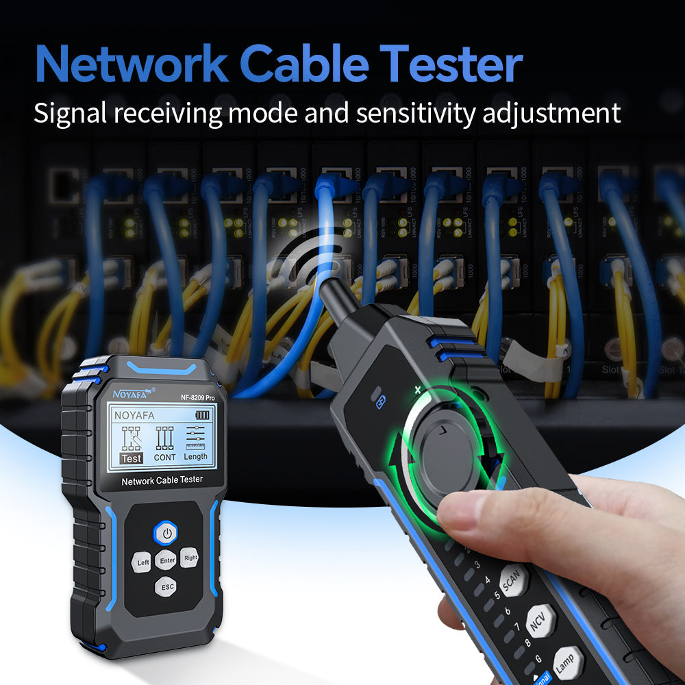 NOYAFA NF-8209 Pro Network Cable Toner & Probe Kit with Integrated Trace & Wire Mapping Receiver, Anti-interference Cable Locating, Cable Fault Testing, Length Testing, PoE, Port Flash, Crimp Testing for Network Installation & Maintenance