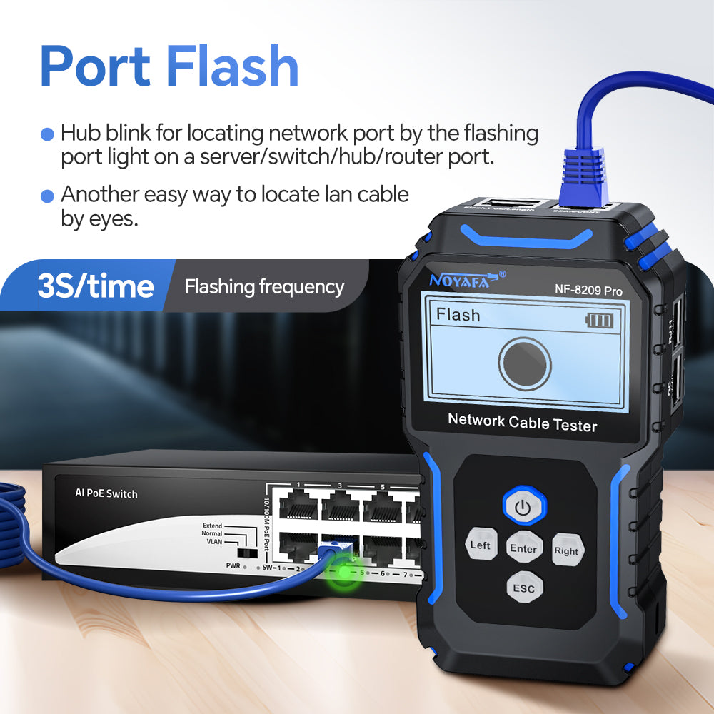 NOYAFA NF-8209 Pro Network Cable Toner & Probe Kit with Integrated Trace & Wire Mapping Receiver, Anti-interference Cable Locating, Cable Fault Testing, Length Testing, PoE, Port Flash, Crimp Testing for Network Installation & Maintenance