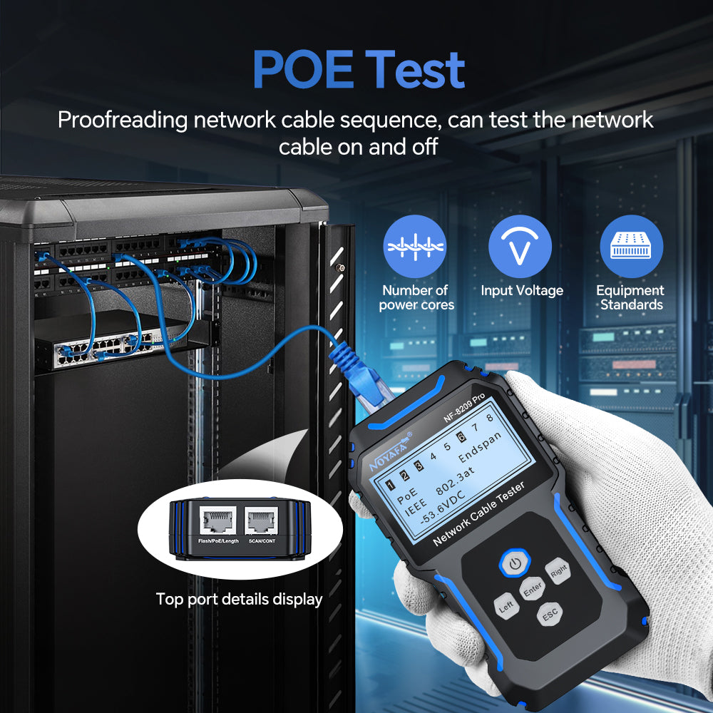 NOYAFA NF-8209 Pro Network Cable Toner & Probe Kit with Integrated Trace & Wire Mapping Receiver, Anti-interference Cable Locating, Cable Fault Testing, Length Testing, PoE, Port Flash, Crimp Testing for Network Installation & Maintenance