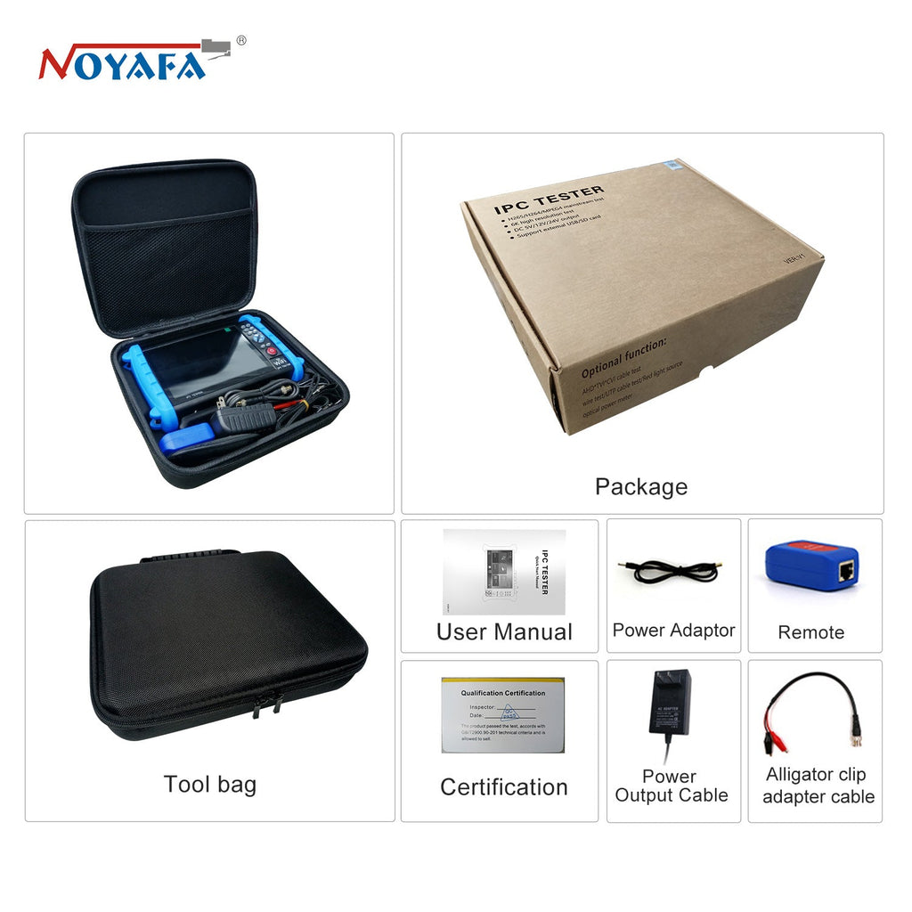 Noyafa NF-IPC722 Professional CCTV Tester & Network Analyzer – 7 Touchscreen, 4K Cameras & 30+ ONVIF & CVBS Protocols Support, PoE, TDR, and OPM Tools