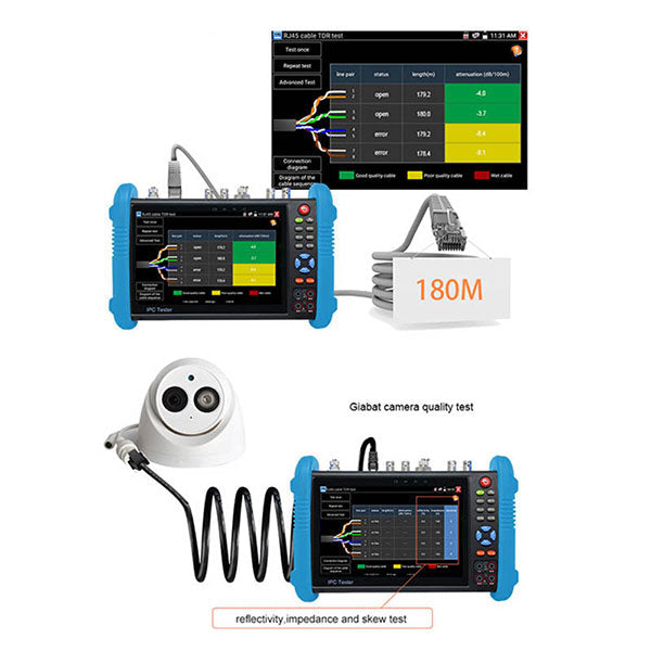 NOYAFA IPC716 MOVTADHS Pro All-In-One CCTV & Network Camera Tester with 7” IPS Touch Screen, 8K Video Viewing, PoE, TDR Cable Test, WiFi Analyzer, OPM, VFL, Multimeter for Security Installers, System Integrators, and Network Engineers