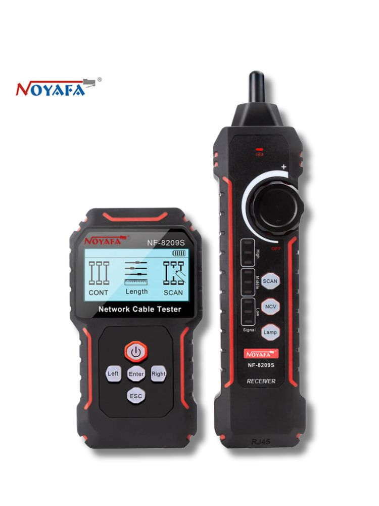NOYAFA NF-8209 Pro Network Cable Toner & Probe Kit with Integrated Trace & Wire Mapping Receiver, Anti-interference Cable Locating, Cable Fault Testing, Length Testing, PoE, Port Flash, Crimp Testing for Network Installation & Maintenance