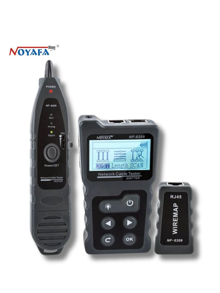 NOYAFA NF-8209 Pro Network Cable Toner & Probe Kit with Integrated Trace & Wire Mapping Receiver, Anti-interference Cable Locating, Cable Fault Testing, Length Testing, PoE, Port Flash, Crimp Testing for Network Installation & Maintenance