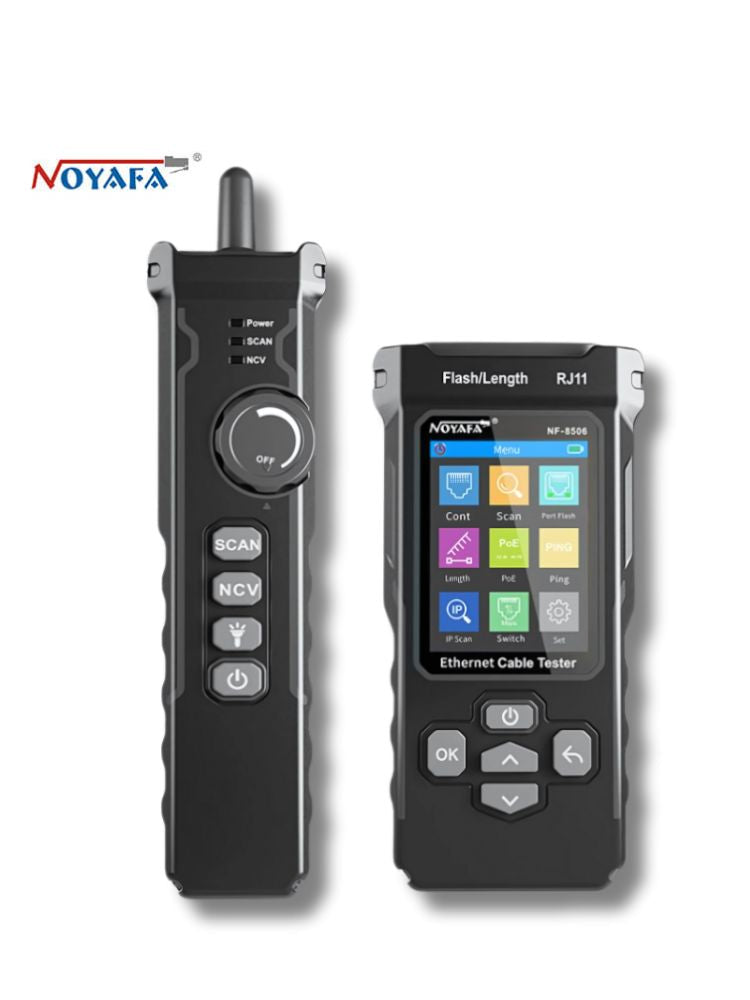 NOYAFA NF-8506 Cat5 / Cat5e / Cat6 / Cat6a Ethernet Cable Tracer & Tester with PoE / PING / Switch Testing, IP Scan, Port Flash, Cable Length Testing