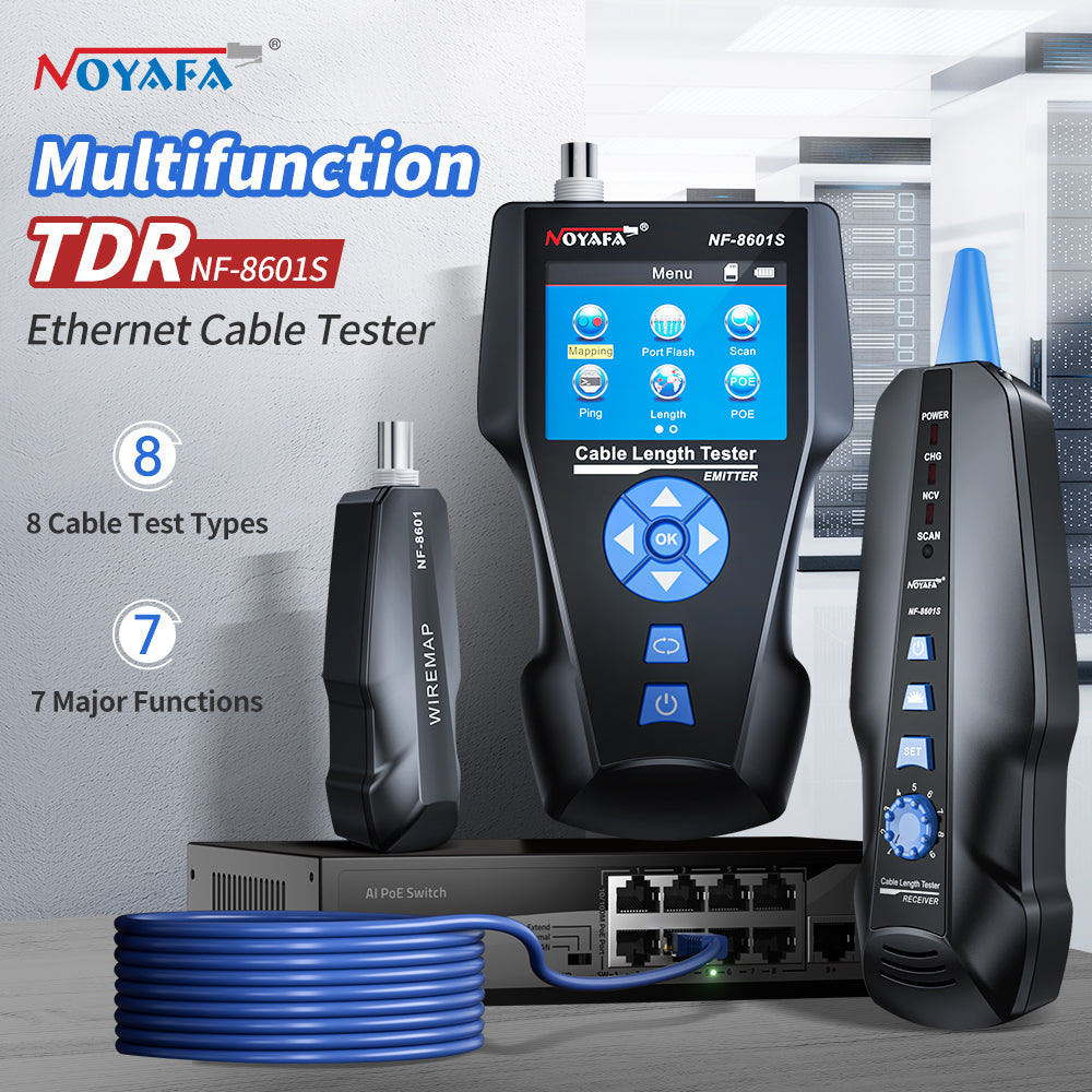 Noyafa NF-8601S TDR Cable Tracer Tester with PoE / Ping for RJ45, RJ11, BNC, Metal Cables