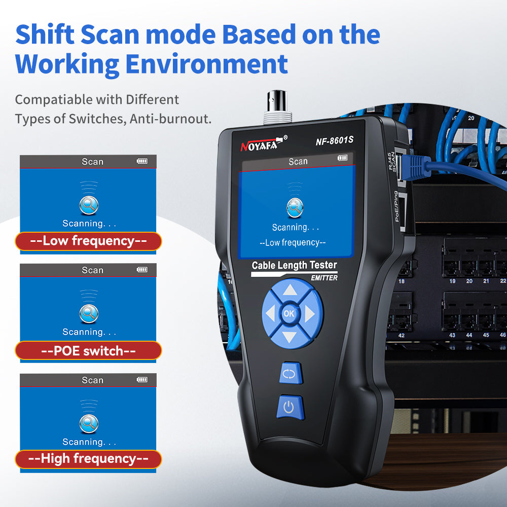 Noyafa NF-8601S TDR Cable Tracer Tester with PoE / Ping for RJ45, RJ11, BNC, Metal Cables