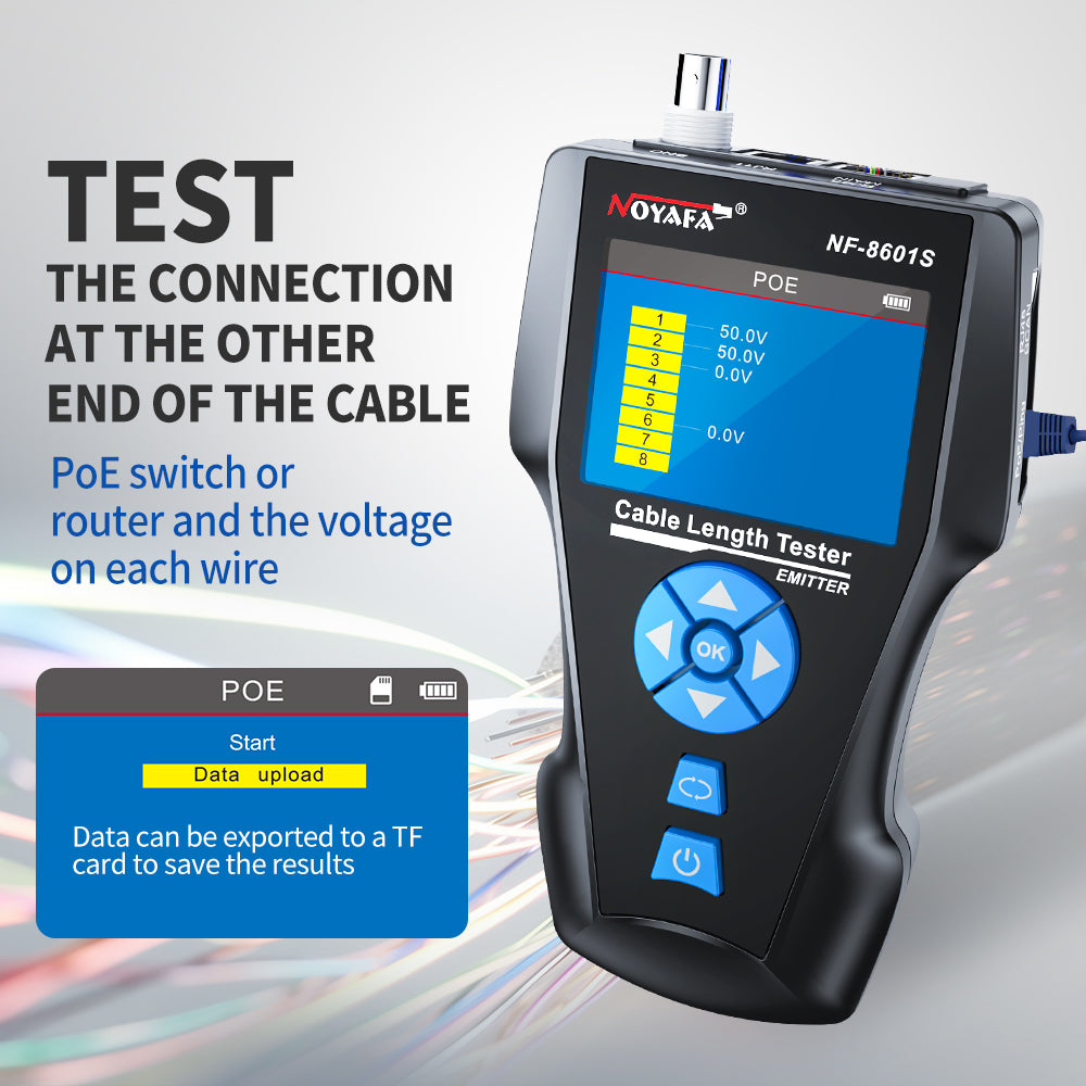 Noyafa NF-8601S TDR Cable Tracer Tester with PoE / Ping for RJ45, RJ11, BNC, Metal Cables
