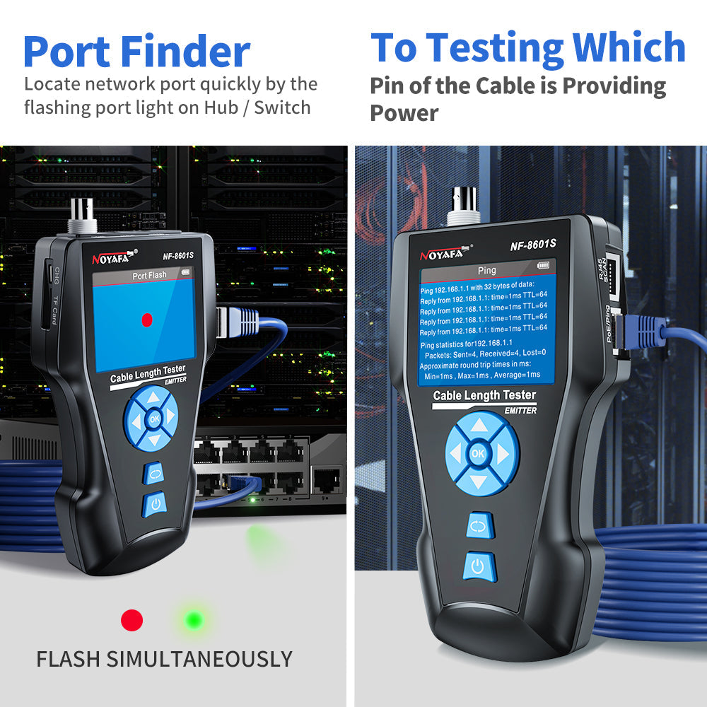 Noyafa NF-8601S TDR Cable Tracer Tester with PoE / Ping for RJ45, RJ11, BNC, Metal Cables