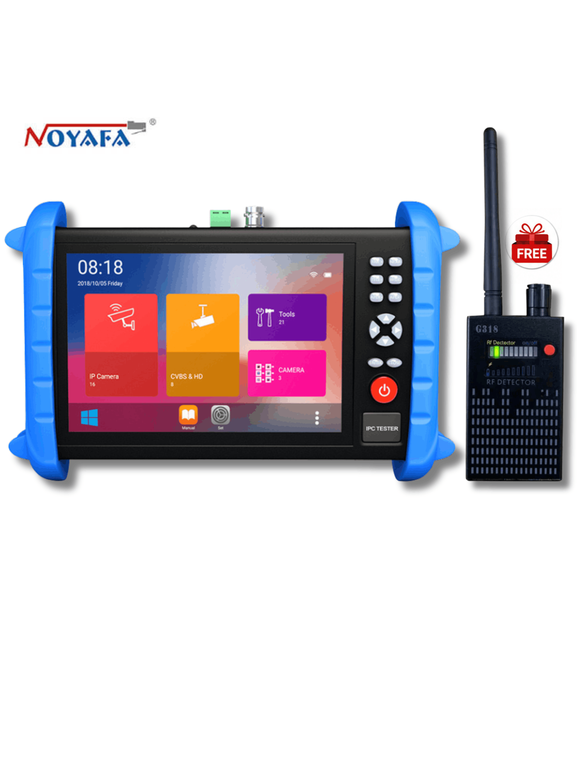 Noyafa NF-IPC722 Professional CCTV Tester & Network Analyzer – 7 Touchscreen, 4K Cameras & 30+ ONVIF & CVBS Protocols Support, PoE, TDR, and OPM Tools